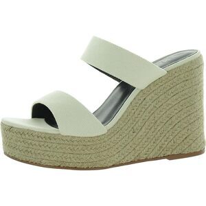 Smash Shoes Womens Luna Open Toe Two-Strap Wedge Sandals, White, 13